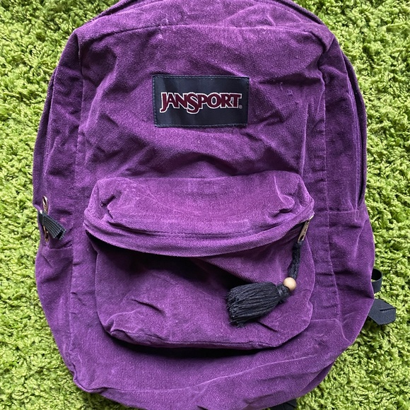 Jansport Bags Jansport Plum Purple Corduroy Backpack With Tassel